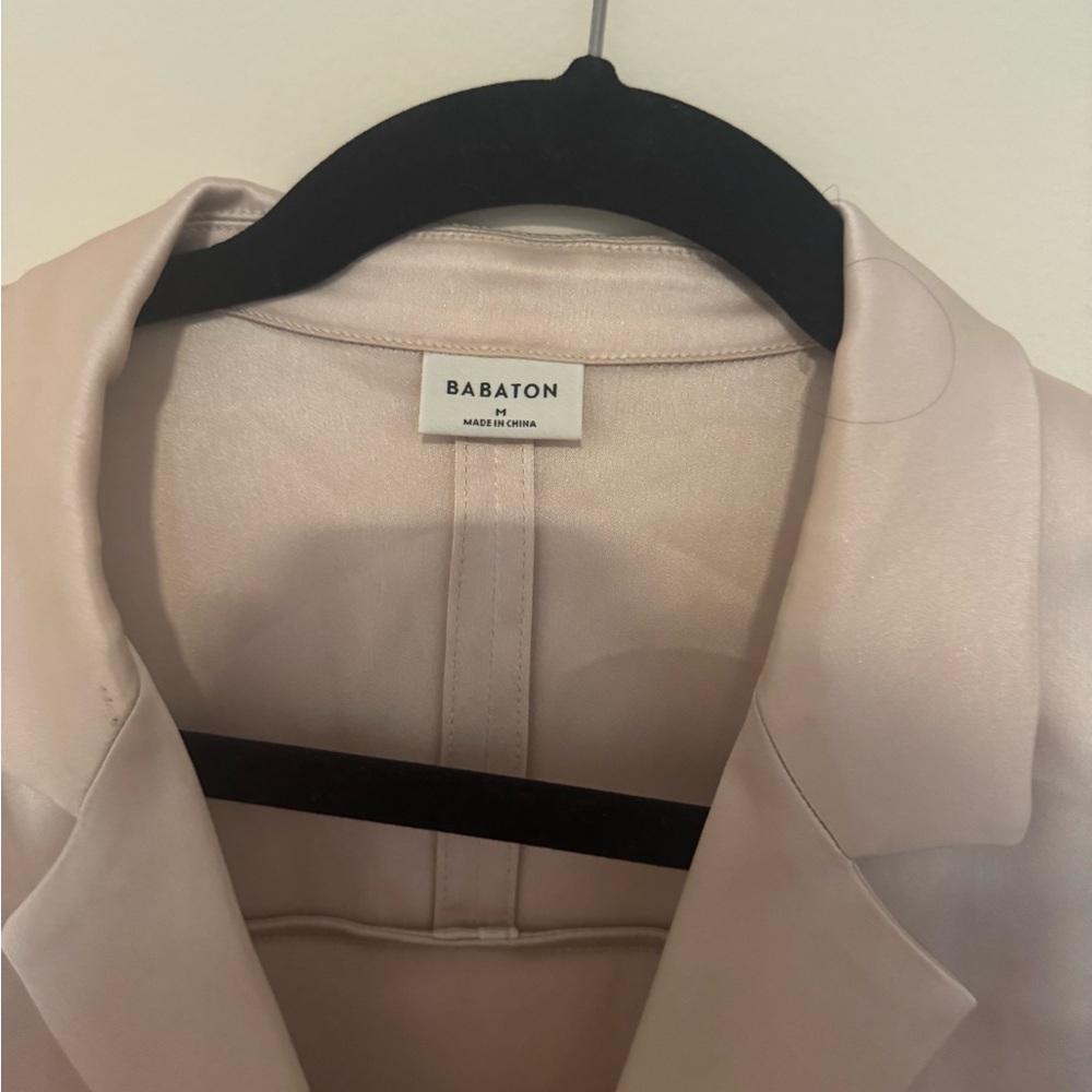 Aritzia Babaton Satin V-Neck Blouse — Blush - Picture 3 of 5